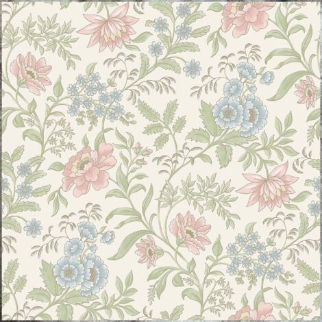 Elegant Homes Rasch Garden Muse Pink Green Blue Wallpaper Floral Paste The Paper (1/4)
