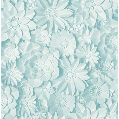 3D Effect Floral Wallpaper Flowers Light Blue Washable Fine Decor Dimensions (1/4)