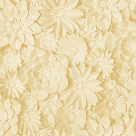 3D Effect Floral Wallpaper Flowers Yellow Mustard Washable Fine Decor Dimensions (1/4)