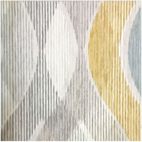 Grandeco Life Perspectives Vinyl Wallpaper Grey Yellow Waves Paste The Wall
