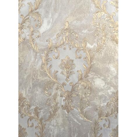 Rasch Sienna Damask Beige Gold Textured Wallpaper 539059