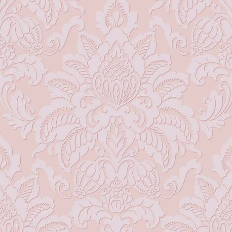 Glistening Blush Wallpaper Arthouse Damask Textured Glitter Pink Embossed
