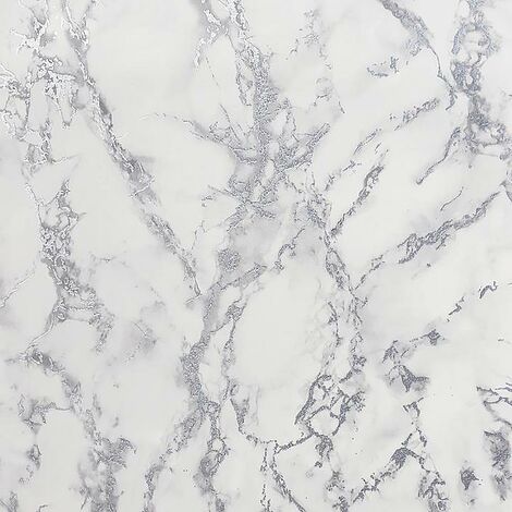 Carrara Marble Wallpaper White Grey Silver Glitter Shimmer Embossed Metallic