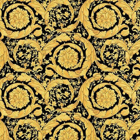 Versace Wallpaper Baroque Damask Floral Black Gold Paste Wall Vinyl Textured