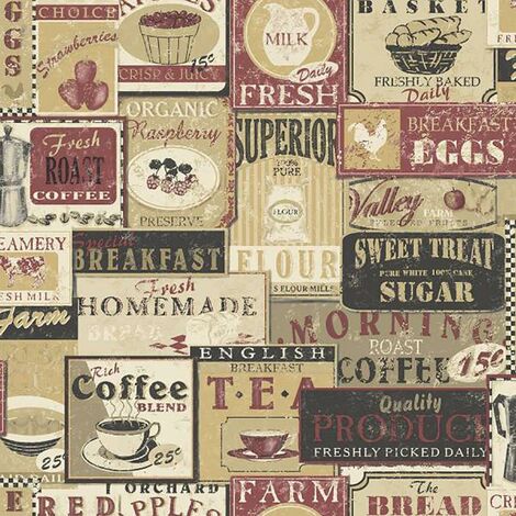 Galerie Kitchen Signs Wallpaper Coffee Shop Cafe Red Yellow Paste The Wall