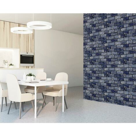 Arthouse Metallic Brick Effect Navy ArtiStick Peel And Stick Wallpaper ...