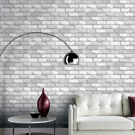 Arthouse Metallic Brick Effect White ArtiStick Peel And Stick Wallpaper ...