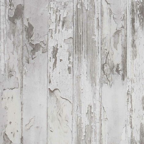 Fresco Distressed Wood Effect Grey Wallpaper White Wooden Graham And Brown