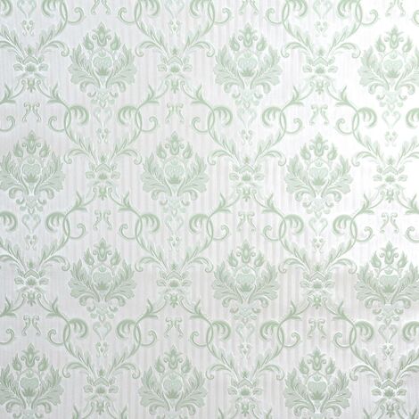 Emily Floral Damask Wallpaper Holden Decor Green Vinyl Traditional Textured