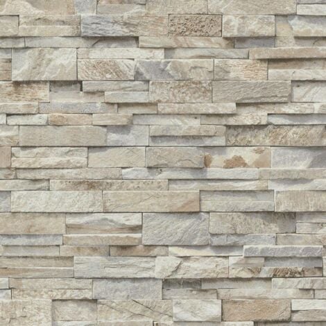 Brick Effect Wallpaper Vinyl 3D Slate Stone Split Face Tile Paste The ...