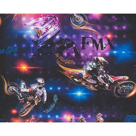 Motorbike Wallpaper Motocross Bike Kids Adult Embossed Multicoloured