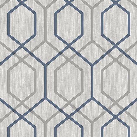 Oria Hex Wallpaper Belgravia Décor Geometric Navy Grey Glitter Textured Vinyl
