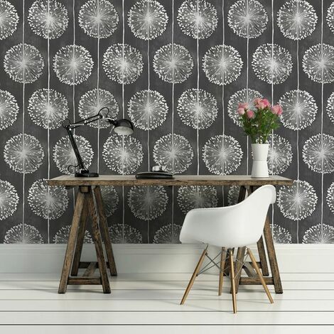 Flower Wallpaper Floral Leaf Paisley Nature Dandelion Black