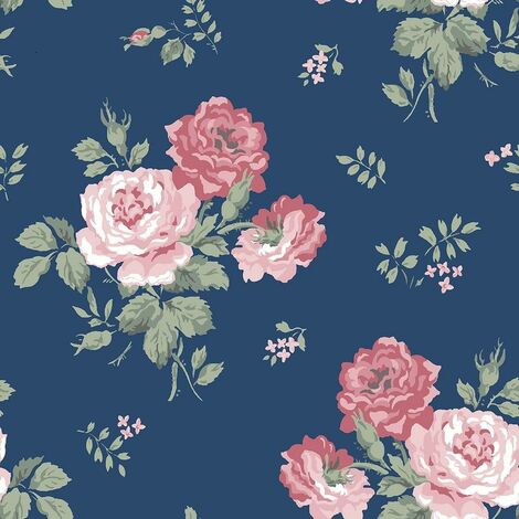 Cath Kidston Floral Flower Blue Pink Green Luxury Wallpaper Paste The Paper