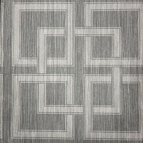 Amara Square Metallic Grey Silver Wallpaper Geometric Belgravia Textured Vinyl