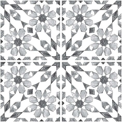 Mosaic White Grey Backsplash Tiles Peel & Stick 4pcs Home Wall Stickers