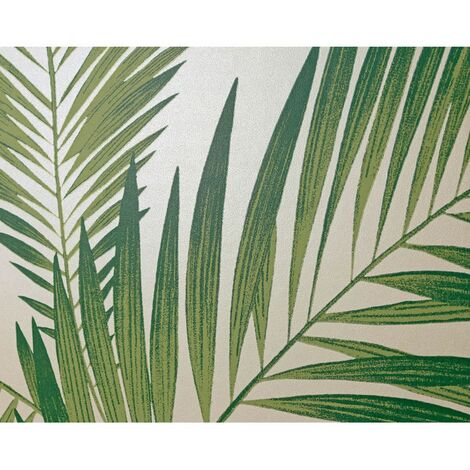 Tropical Palm Tree Wallpaper White Green Leaves Leaf Luxury Heavyweight x 3 