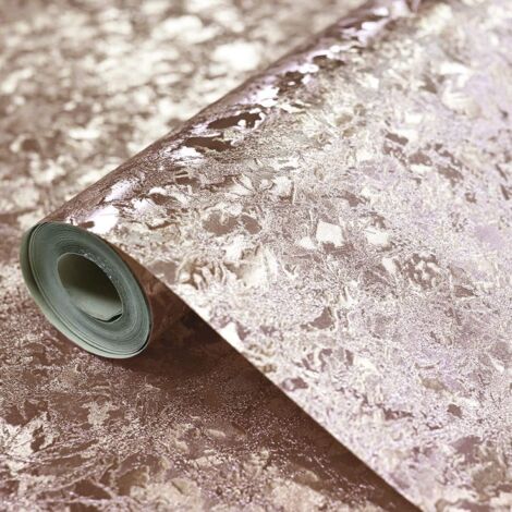Arthouse Velvet Crush Metallic Rose Gold Wallpaper Shimmer Leaf Textured Vinyl