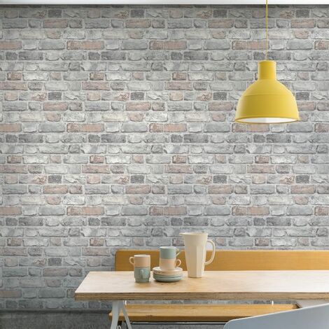 3D Brick Effect Wallpaper Slate Stone Realistic Textured Vinyl Vintage ...