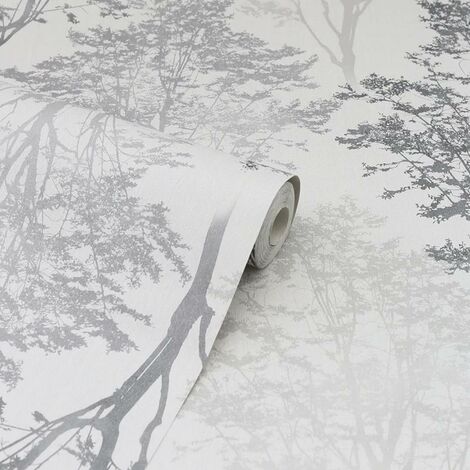 Arthouse Wildwood Mono White Glitter Vinyl Paste The Paper Vinyl Wallpaper