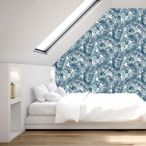 Tropical Wallpaper Leaf Palm Tree Blue White A Street Prints Paste