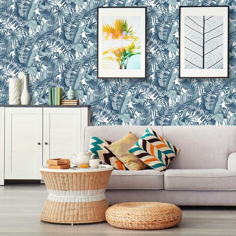 Tropical Wallpaper Leaf Palm Tree Blue White A Street Prints Paste