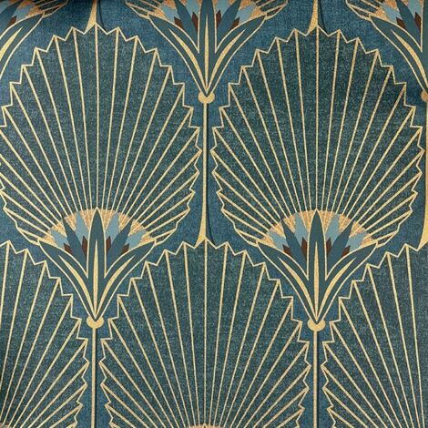 Grandecor Nile Palm Wallpaper Teal Art Decor Vinyl Wall Covering (1/4)