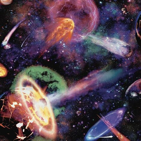 Holden Nebula Multicoloured Cosmic Space Planets Children's Bedroom Wallpaper
