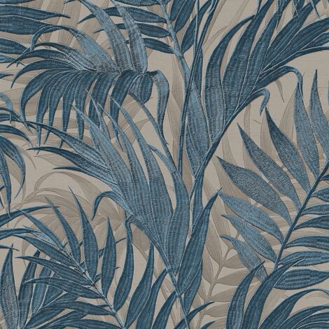 Tropical Palm Leaf Blue Teal Wallpaper Design ID Textured Paste The Wall Vinyl