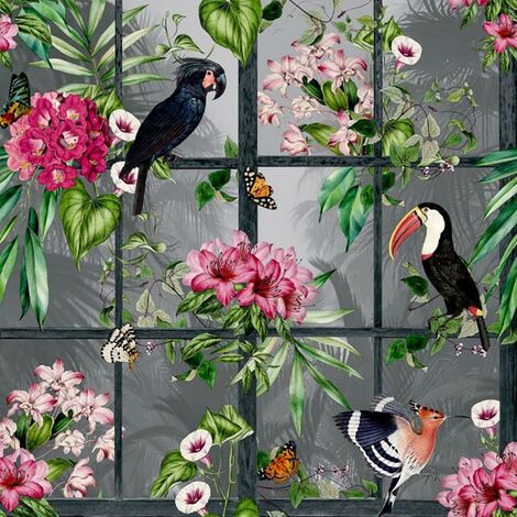 Arthouse Cuban Tropicana Multicoloured Floral Wallpaper Birds Flowers Botanical