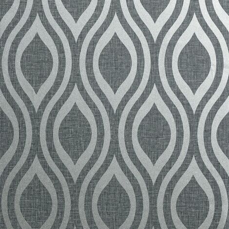 Arthouse Luxe Ogee Gunmetal Silver Grey Self-Adhesive Contemporary Wallpaper