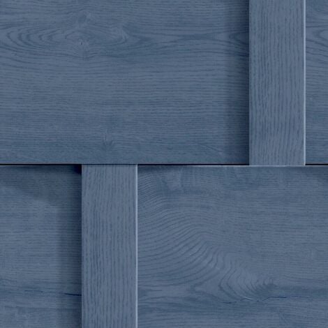 Blue/Teal Contemporary Wood Panel Wallpaper in Navy Blue