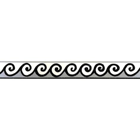 AS Creation Glitter Swirl Wallpaper Border Black Grey White Textured Modern