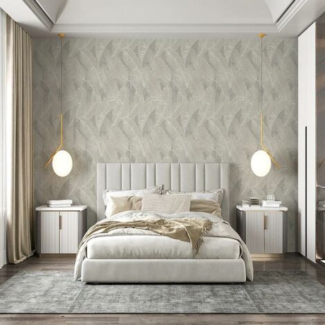 Belgravia Decor Anaya Leaf Grey Wallpaper Floral Modern Luxury Textured ...