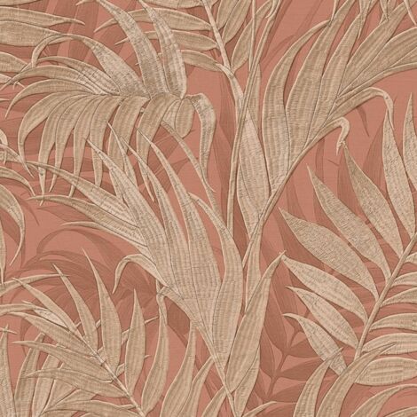 Tropical Palm Leaf Brown Wallpaper Design ID Textured Paste The Wall Vinyl (1/2)