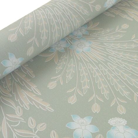 Grandeco Flora Sage Green Blue Wallpaper Flowers Nature Modern Textured ...