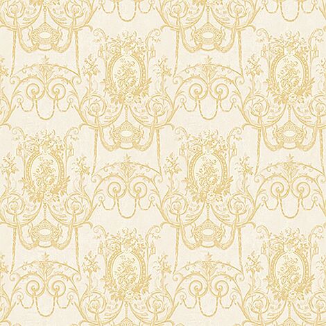 Design ID White Flower Damask Wallpaper Textured Metallic Paste The Wall Vinyl (1/4)
