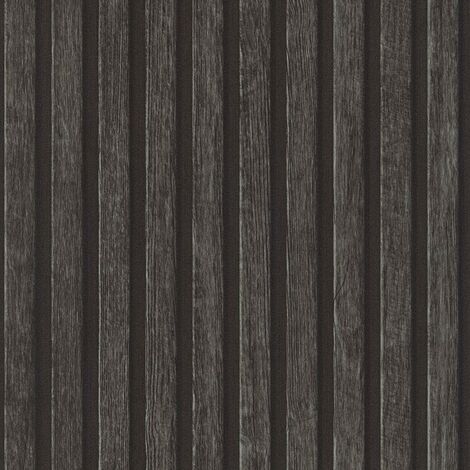 AS Creation Wooden Slat Charcoal Wallpaper Modern Textured Paste The Wall Vinyl (1/4)