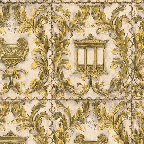 Wolfgang Joop Greek Temple Gold Glitter Wallpaper Beige Paste The Wall Vinyl (1/4)