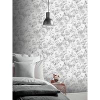 Arthouse Wild Rose Floral Wallpaper Silver Grey Petals Flowers 3d Feature Wall