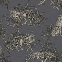Grandeco Lounging Leopard Grey Wallpaper Animal Print Paste The Wall Vinyl