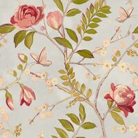 Grandeco Lola Red Wallpaper Floral Flowers Plants Modern Contemporary Trendy