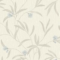 Belgravia Tiffany Floral Cream Blue Wallpaper Luxury Textured Heavyweight Vinyl