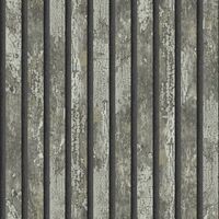 Fine Decor Carbon Oxidize Grey Wallpaper Wood Panel Rustic Metallic Feature Wall
