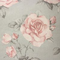 Floral Flower Roses Wallpaper Pink Grey Hessian Linen Effect Textured Belgravia