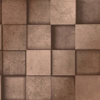 3D Effect Square Stone Brick Copper Metallic Wallpaper Fine Decor Dimensions