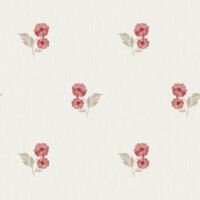 Grandeco Clematis Sprig Red Wallpaper Floral Classic Textured Vinyl Feature Wall