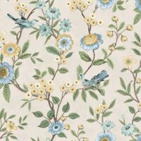 Fine Decor Eleanor Floral Birds Natural Wallpaper Flowers Botanical Feature Wall