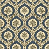 Wallquest Caspia Traditional Wallpaper Navy Floral Acrylic Coated