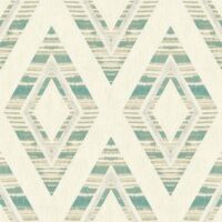 Wallquest Tribal Stripes Teal Wallpaper Metallic Effect Stylish Feature Wall